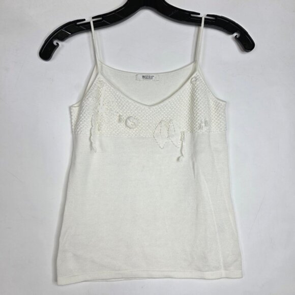 Vintage Tops - Wanko Vintage knit cami with embroidered flowers front